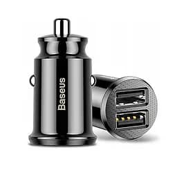 Автомобільний зарядний пристрій Baseus Circular Plastic A A 30W Dual QC3.0 Quick Car Charger Чорний