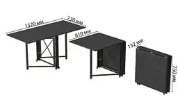Стіл-книга трансформер Оріон 2 Ferrum-decor 750x1520x730 Чорний метал ДСП Сосна Кембра 16 мм (FRD-104585) - мініатюра 5