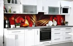 Кухонний фартух Бутон червоної троянди вінілова для кухні 65х250 см Коричневий Happy Pocket Z184531