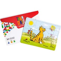 Пазлы для детей Така Мака Пазл 3 в 1 Котик красные 28 элементов (200001-UA)