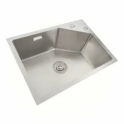 Кухонна мийка Platinum Handmade 580x430x220 (з кріпленням +повна комплектація), Нержавіюча сталь - мініатюра 3