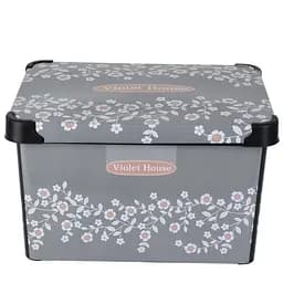 Кошик із кришкою Violet House Decor Antrasit Flower, поліпропілен, 20 л (0648 DECOR ANTRASIT FLOWER с/кр.)