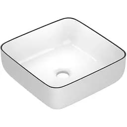 Умивальник накладний Imprese Black Edge 38,5x38,5x13,5 см білий/чорний i11095, Білий