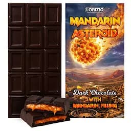 Шоколад чорний Lorizio з мандариновою начинкою "MANDARIN ASTEROID" 200 г