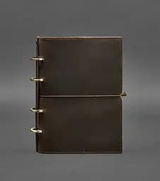 Шкіряний блокнот А5 на кільцях (софт-бук) 9.0 в м'якій коричневій обкладинці