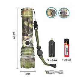 Тактичний ліхтар P511M-P50 1780000W zoom + microUSB (5 режимів) Камуфляж - мініатюра 4