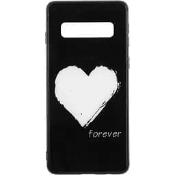 Чохол-накладка Toto Glass Fashionable Case Samsung Galaxy S10 White Heart on Black