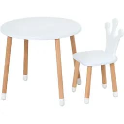 Столик зі стільцем Bambi "Корона" 06-025W-ROUND круглий білий