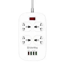 Фільтр живлення ColorWay 4 розетки, 4 USB (1QC3.0+3 AUTO ID), 1.8 м, білий (CW-CHU44QW) - мініатюра 8