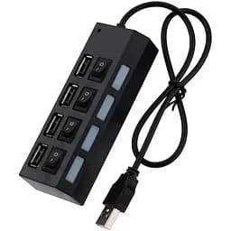 Концентратор Voltronic USB 2.0 to 4xUSB with switches black (YT-HWS4HS-B)