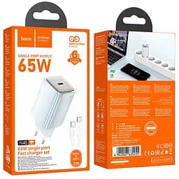 МЗП Hoco N48 Glorious PD65W (1USB-C) + кабель Type-C to Type-C Blue - мініатюра 5