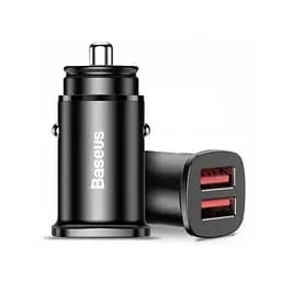 Авто адаптер - ЗП Baseus Square metal A+A 30W Dual QC3.0 Car Charger+ SCP AFC Черный