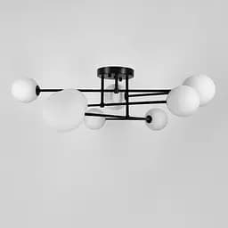 Стельова люстра в чорному корпусі з вигнутими ріжками на 9 ламп | Line F | Арт. YQ317/9 BK+WT