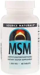 Метилсульфонилметан Source Naturals MSM 1000 mg, 60 таблеток сірко органічна сполука