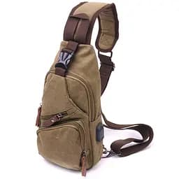 Сумка через плече з USB кабелем чоловіча із щільного текстилю 15х31х6 см Vintage 15х31х6 см sum0021418