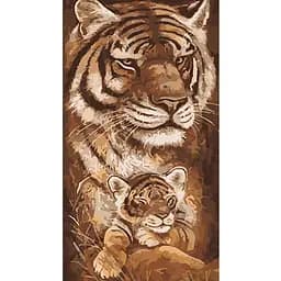 Набір для розпису по номерах Strateg Тигреня з мамою 50х25 см (WW232)