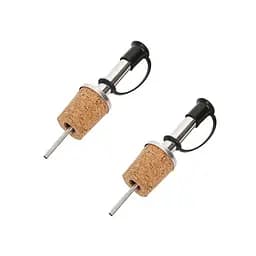 Пробка-носик гейзер дозатор пробковий для розливу з пляшки з носиком з нерж. сталі (2 шт. у комплекті), Kitchen Master Чорний 86530