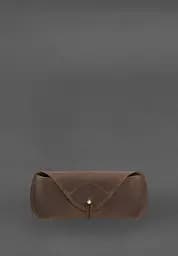 Кожаный чехол для очков с клапаном на резинке Темно-коричневый Crazy Horse