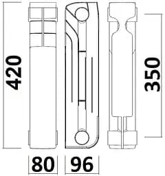 Радіатор біметалевий секційний Queen Therm 350/96 (21821) - мініатюра 3