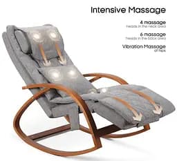 Масажер - крісло-гойдалка NAIPO Massage Rocking Chair для спіни з підігрівом, вібрацією та додатковою функцією масажу Шиатцу; - мініатюра 2