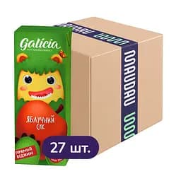 Упаковка соку Galicia Яблучний прямого віджиму неосвітлений 5.4 л (0.2 л х 27 шт.)