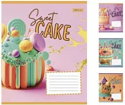 Зошити учнівські 18 аркушів лінія. 1В Sweet cake, 25 шт. в упаковці