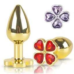 Анальна пробка з кристалом конюшина SKN-MG20 (бузковий кристал), Фіолетовий