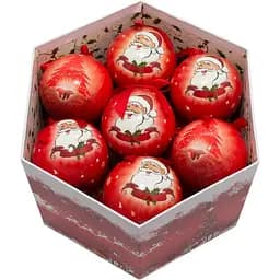 Набір ялинкових куль Дід Мороз Quanzhou Tianjian Gifts 14 шт D7.5 см червоний з малюнком пінопласт (420018-2)