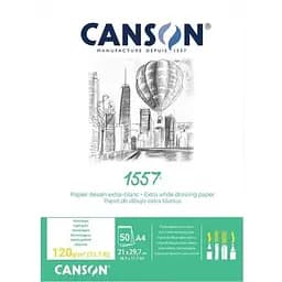 Склейка для ескізів Canson 1557 А4 (21х29.7см) 120г/м2 50л білий колір