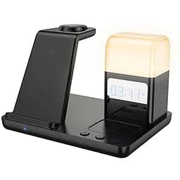 Бездротовий зарядний пристрій Hoco CQ9 3в1 з годинником