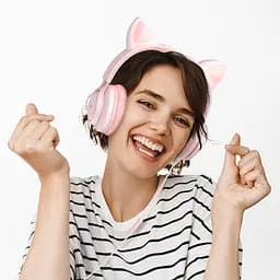Навушники накладні Hoco W36 Cat Ear з вушками Jack 3.5 рожевий - мініатюра 2