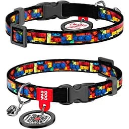 Ошейник для кошек Waudog Nylon Блоки с QR паспортом XS 20-30x1 см