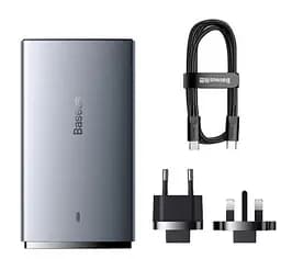 Мережевий зарядний пристрій Baseus GaN5 Pro Ultra-Slim 65 W (2 порти C+U) з кабелем 100 W (CCGP150113) сіре