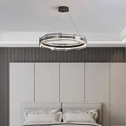 Черная кольцевая люстра с графитовыми пластинами Ø 60 см Ст. MJ 233-600 BK Line F