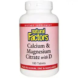 Цитрат кальцію, магнію, вітамін D Natural Factors 180 таблеток
