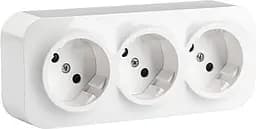 Розетка потрійна без заземлення накладна біла 10А Lumano MODA