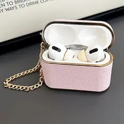 Шкіряний футляр Suitcase для навушників AirPods 3 Pink - мініатюра 3