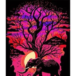 Набор для росписи по номерам Strateg Слон на сафари в розовых оттенках на черном фоне 30х40 см (FH-17)