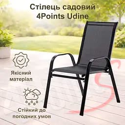 Комплект садових меблів 4Points Bosa-4 з круглим столом ⌀60см з чорною скляною стільницею
