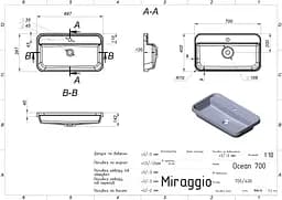 Умивальник Miraggio OCEAN 700 (8813680) Miramarble, Глянцевий, Накладний/Врізний, Білий - мініатюра 2