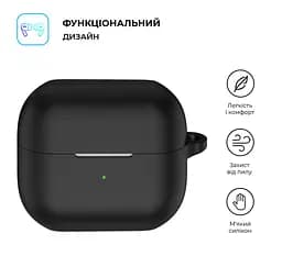 Силіконовий чохол для навушників Samsung Galaxy Buds 3/Buds 3 Pro/Buds 3 FE, Hang Case, чорний, ультратонкий захисний кейс товщиною 2 мм, захист від подряпин, пилу та ударів, компактний, з карабіном для кріплення, ArmorStandart (ARM79972) - мініатюра 2