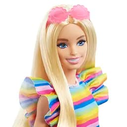Лялька Barbie Модниця з брекетами у смугастій сукні (HJR96) - мініатюра 4