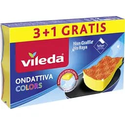Губки кухонні для тефлону Vileda Pur Active Color, 3+1 шт. (4023103208049) - мініатюра 4