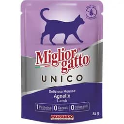 Вологий корм для котів Migliorgatto Unico з ягнятиною 85 г