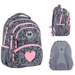 Рюкзак GoPack Education 175M-4 Fluffy Heart Серо-розовый (GO26-175M-4)