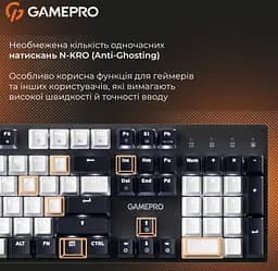 Клавиатура игровая механическая GamePro MK-144-B Hot-Swap Outemu Red Switch USB Black-White - мініатюра 13