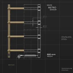 Електрична рушникосушка Navin Retro 500x800 Sensor права, бронза 12-228153-3680, Бронза, Праве, Електронний - мініатюра 5