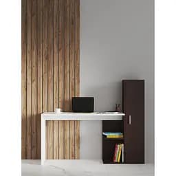 Стіл комп'ютерний з пеналом із дверцятою та поличками з ДСП II S-13 Білий + венге темний