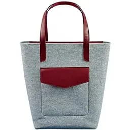 Фетрова жіноча сумка Шоппер D.D. з шкіряними бордовими вставками