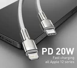 Кабель Baseus Cafule Metal Cable Type-C to Lightning PD 20W 1m CATLJK-A02 White - мініатюра 3